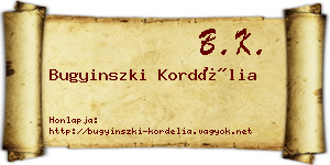 Bugyinszki Kordélia névjegykártya